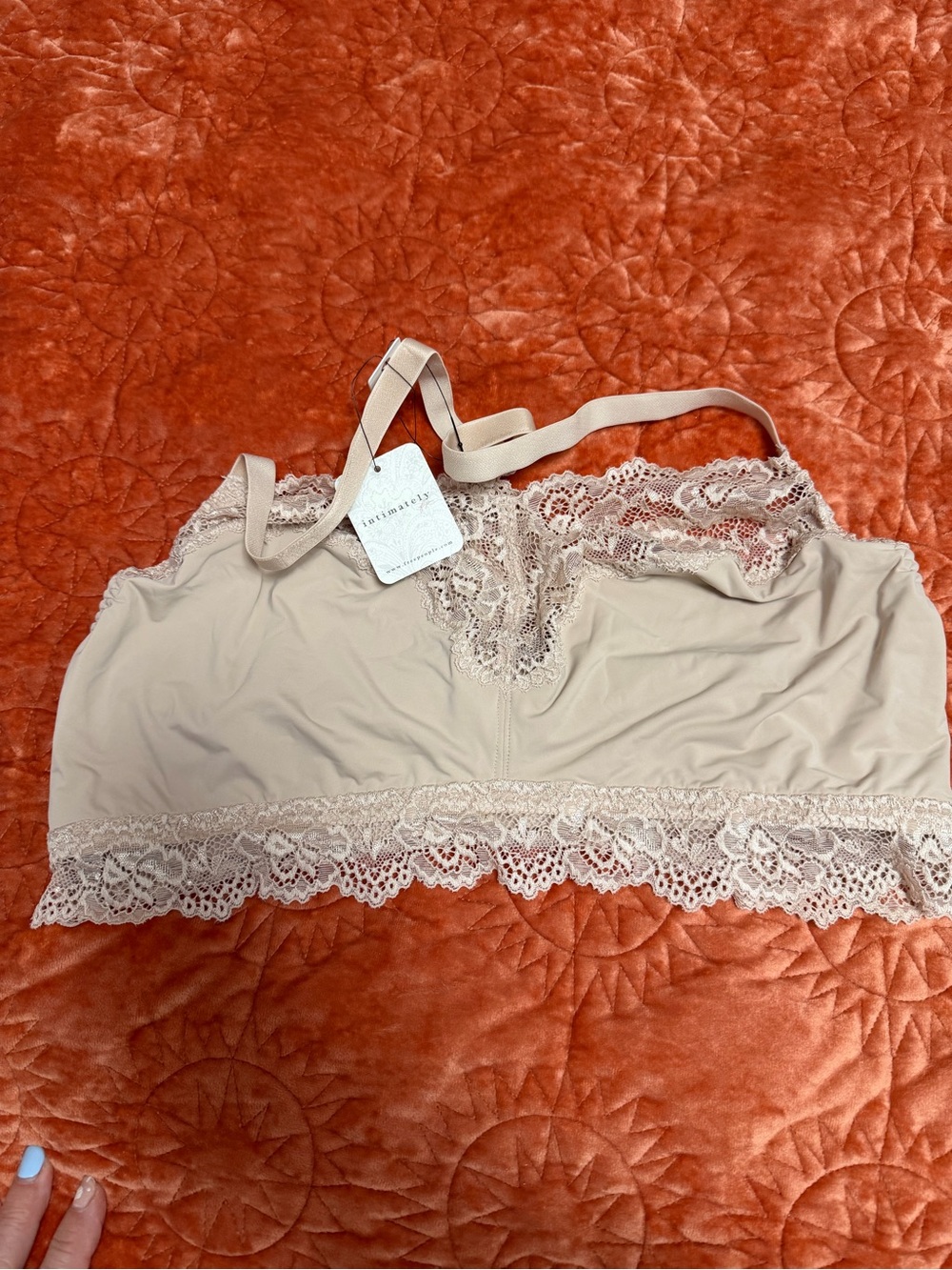 Free People Lace-Trim Bralette in nude